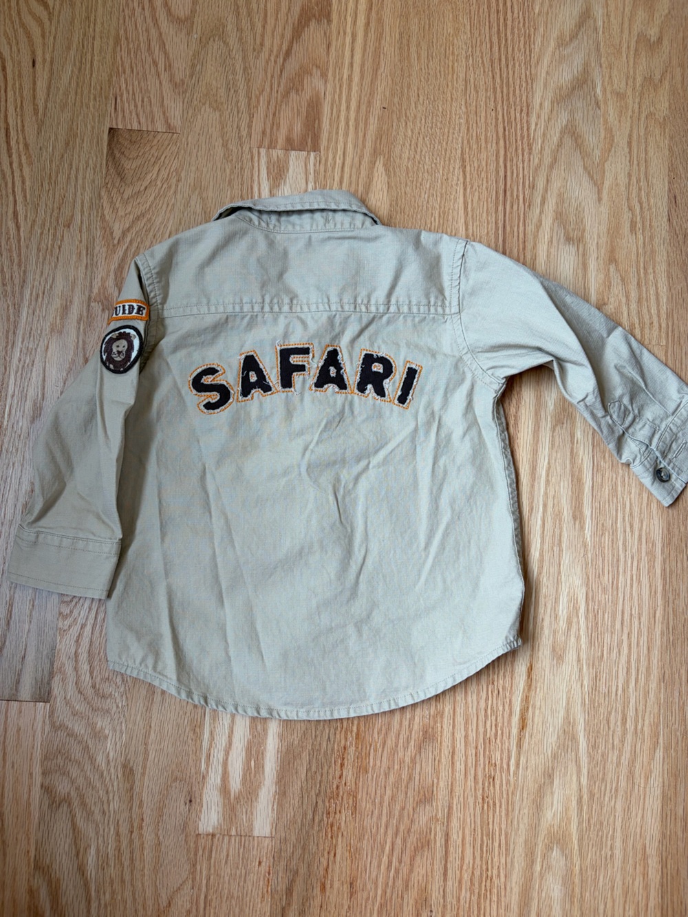Vintage Janie and Jack Safari Embroidered Khaki Kid’s Shirt